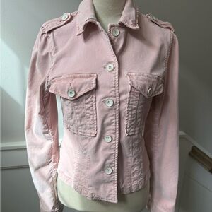 PAIGE Pale Pink Tailored Denim Jacket